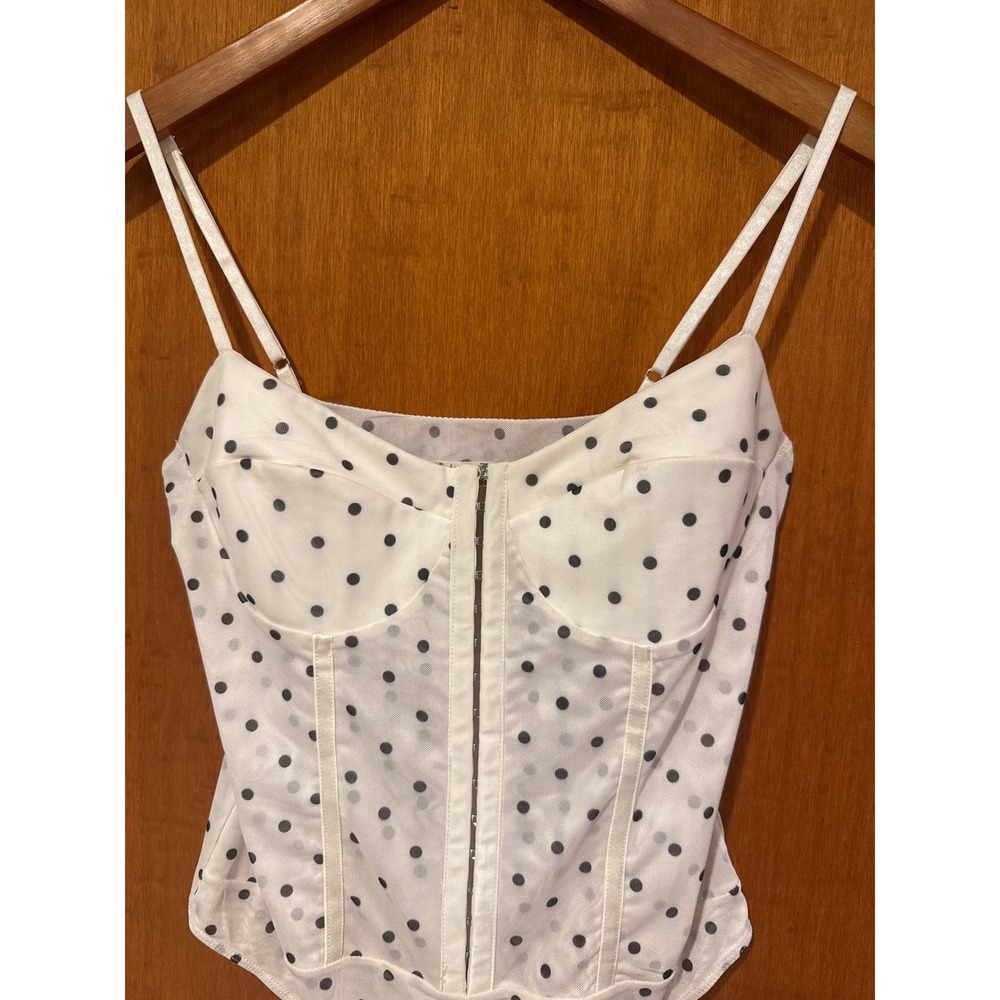 Intimately FP Printed Night Rhythm Corset Bodysuit Large White Dot coquette mesh - Picture 9 of 13